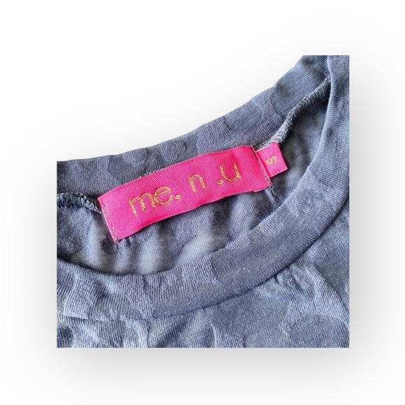 new me.n.u ☺︎︎ Heart Eye Skull Burnout T Tee Shirt ☺︎ Slate Blue ☺︎ Small 5 6 6X - Picture 9 of 16